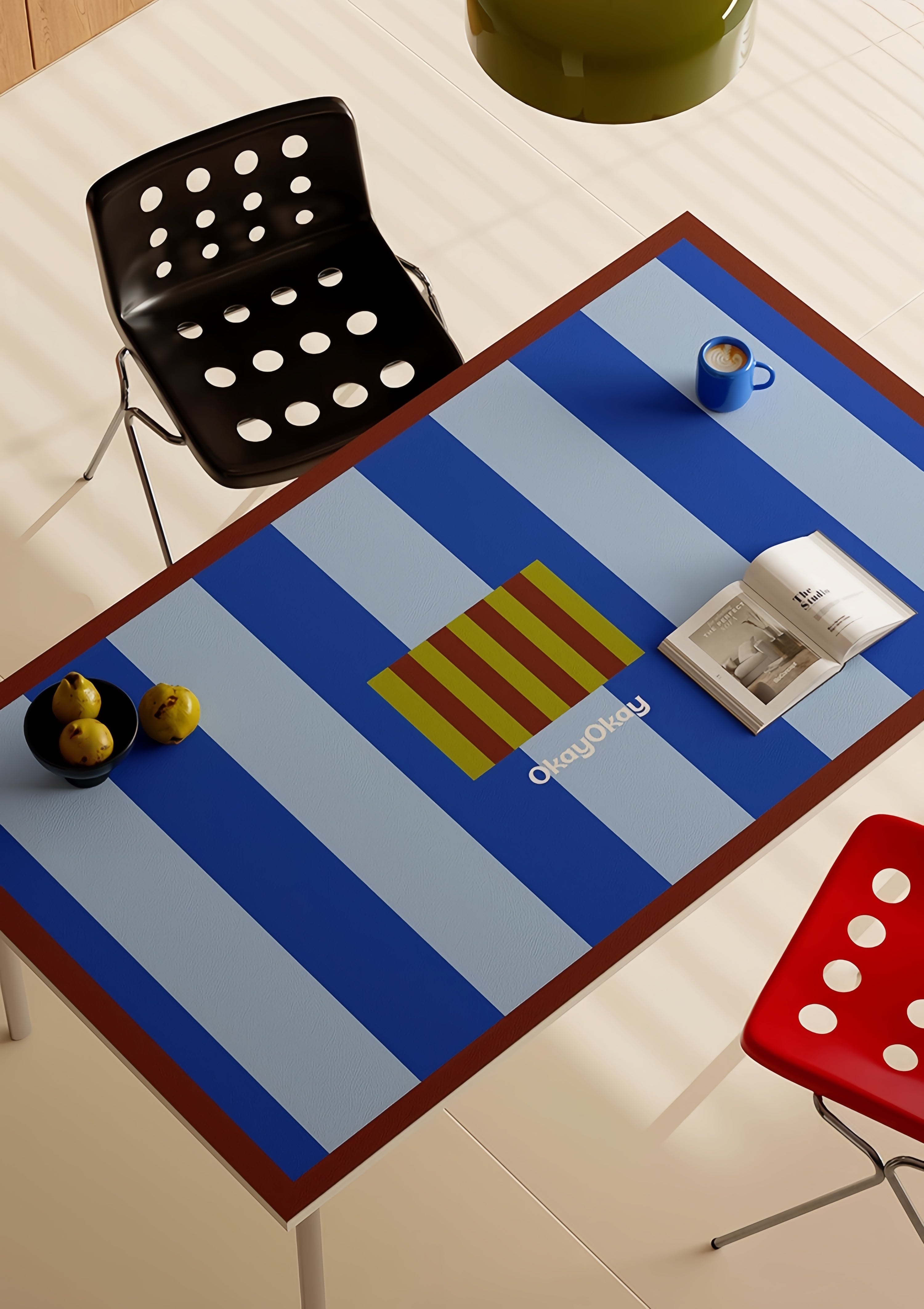 “Vintage Stripe Square Table Mat | PVC Leather Dining Mat | Waterproof, Oil-Resistant & Heatproof”