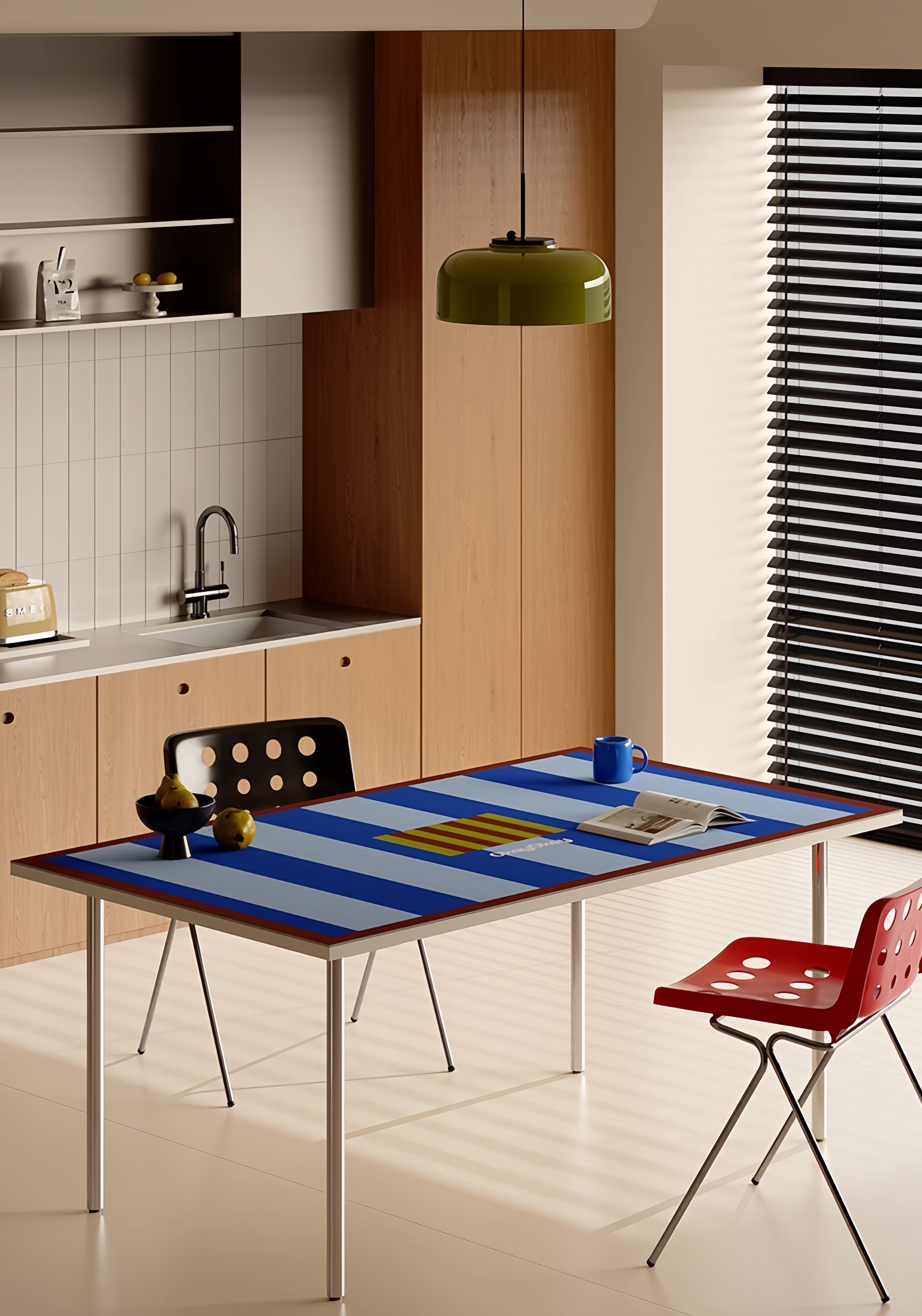 “Vintage Stripe Square Table Mat | PVC Leather Dining Mat | Waterproof, Oil-Resistant & Heatproof”