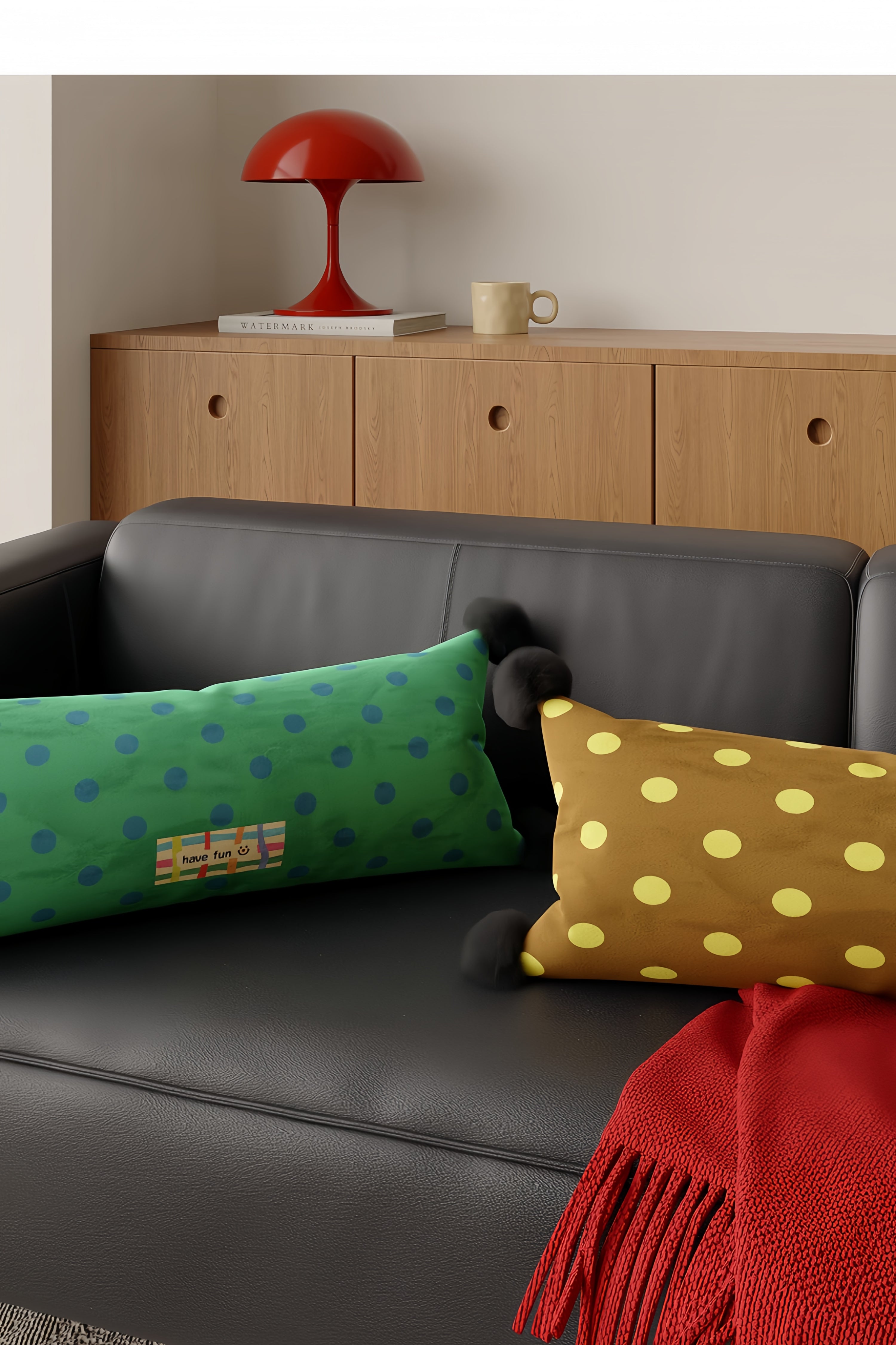 Vintage Polka Dot Velvet Cushion | Soft Velvet Cushion Cover & Insert | Sofa, Bed & Car Cozy Decor