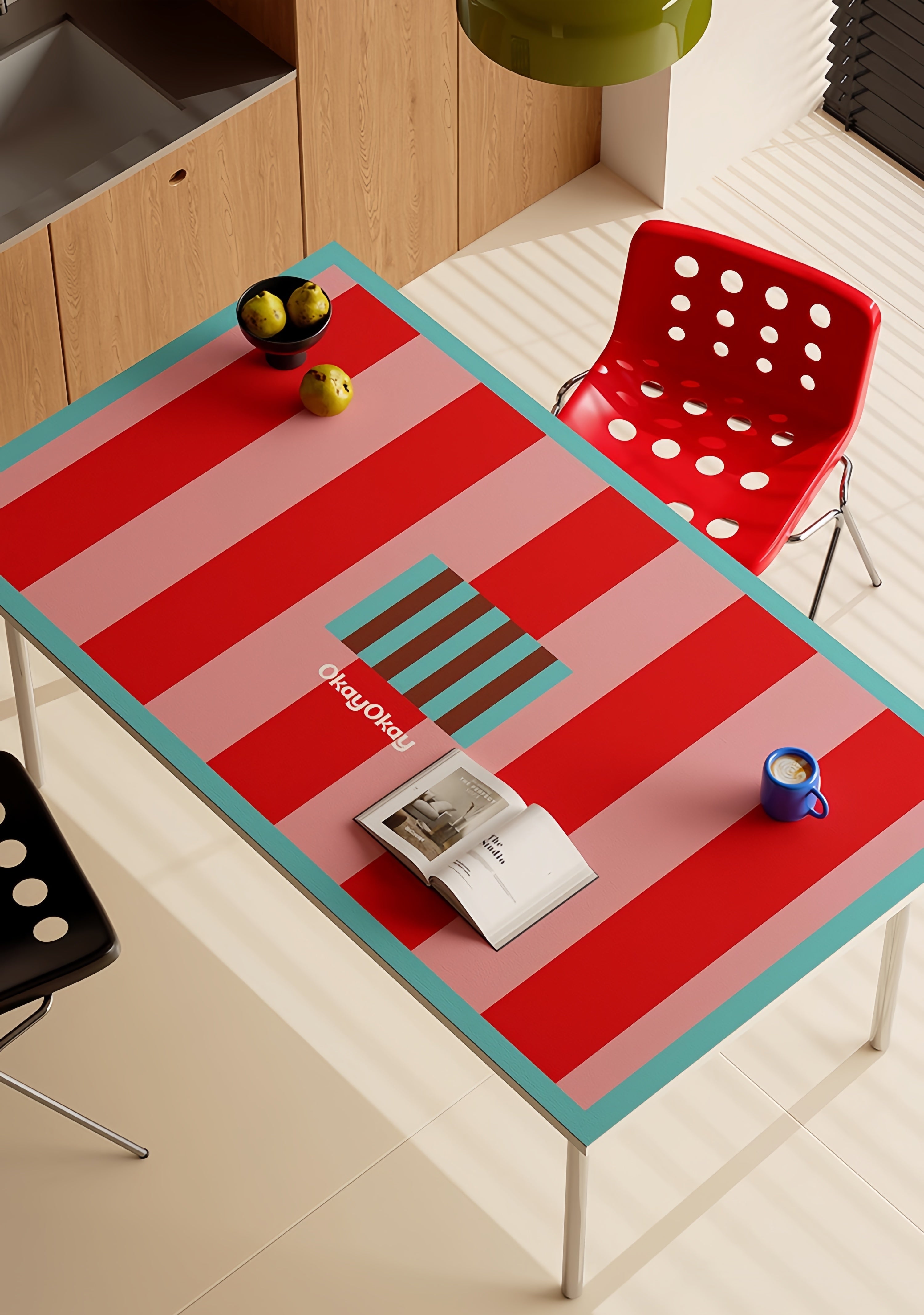 “Vintage Stripe Square Table Mat | PVC Leather Dining Mat | Waterproof, Oil-Resistant & Heatproof”