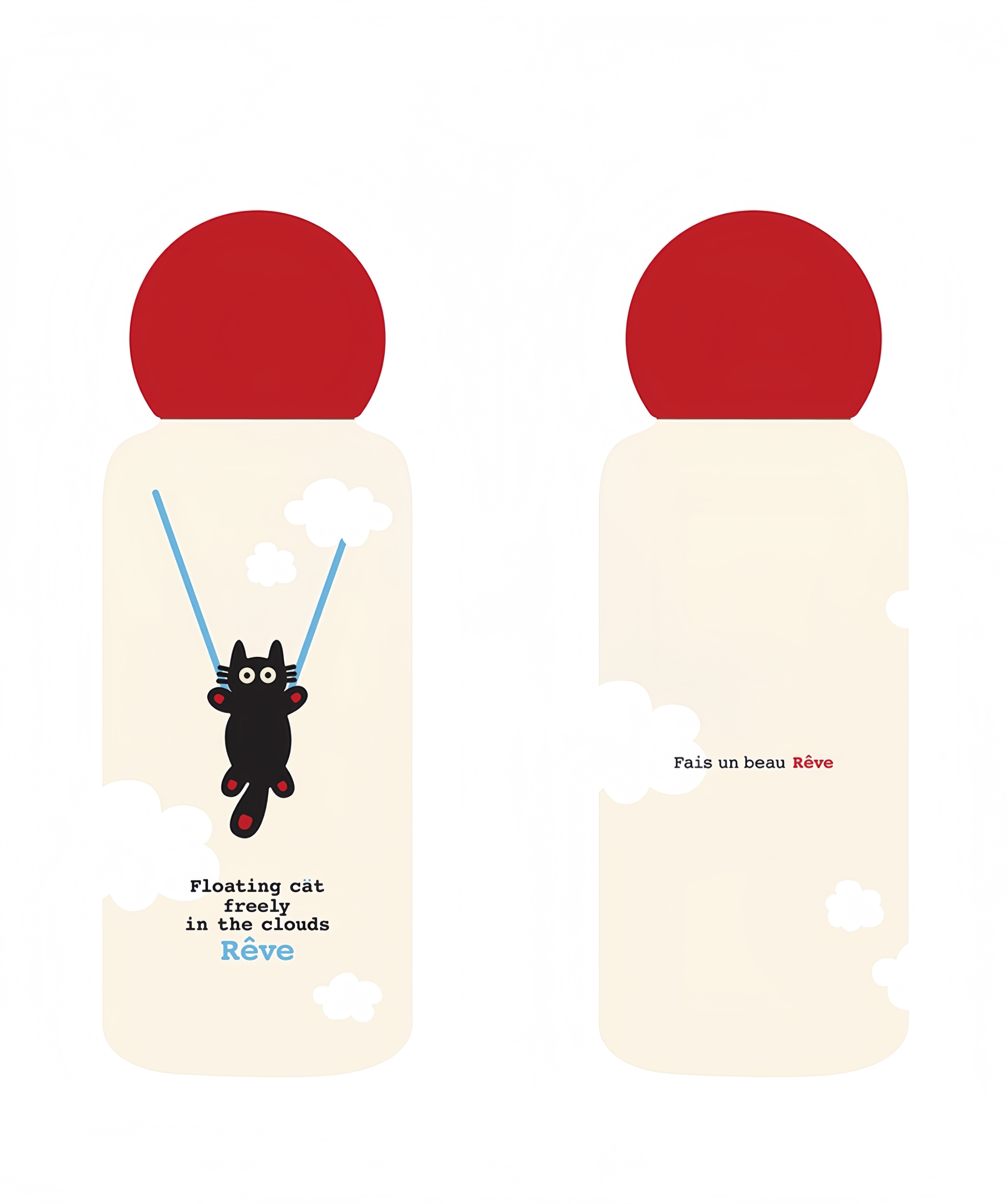 316 Stainless Steel Vacuum Insulated Travel Mug – 350mL Portable Thermos Cup | “Hot Air Balloon Black Cat” Design