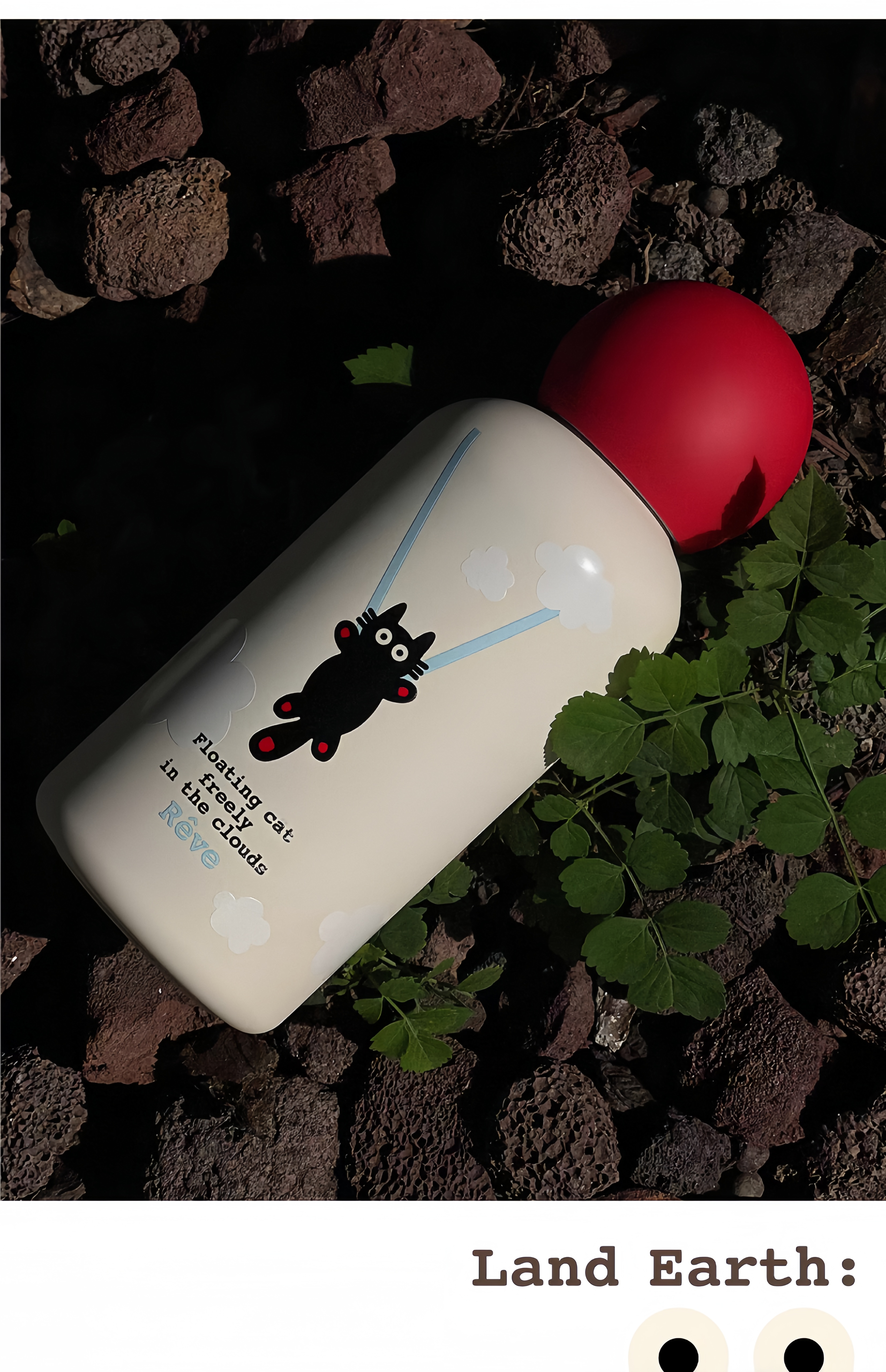 316 Stainless Steel Vacuum Insulated Travel Mug – 350mL Portable Thermos Cup | “Hot Air Balloon Black Cat” Design