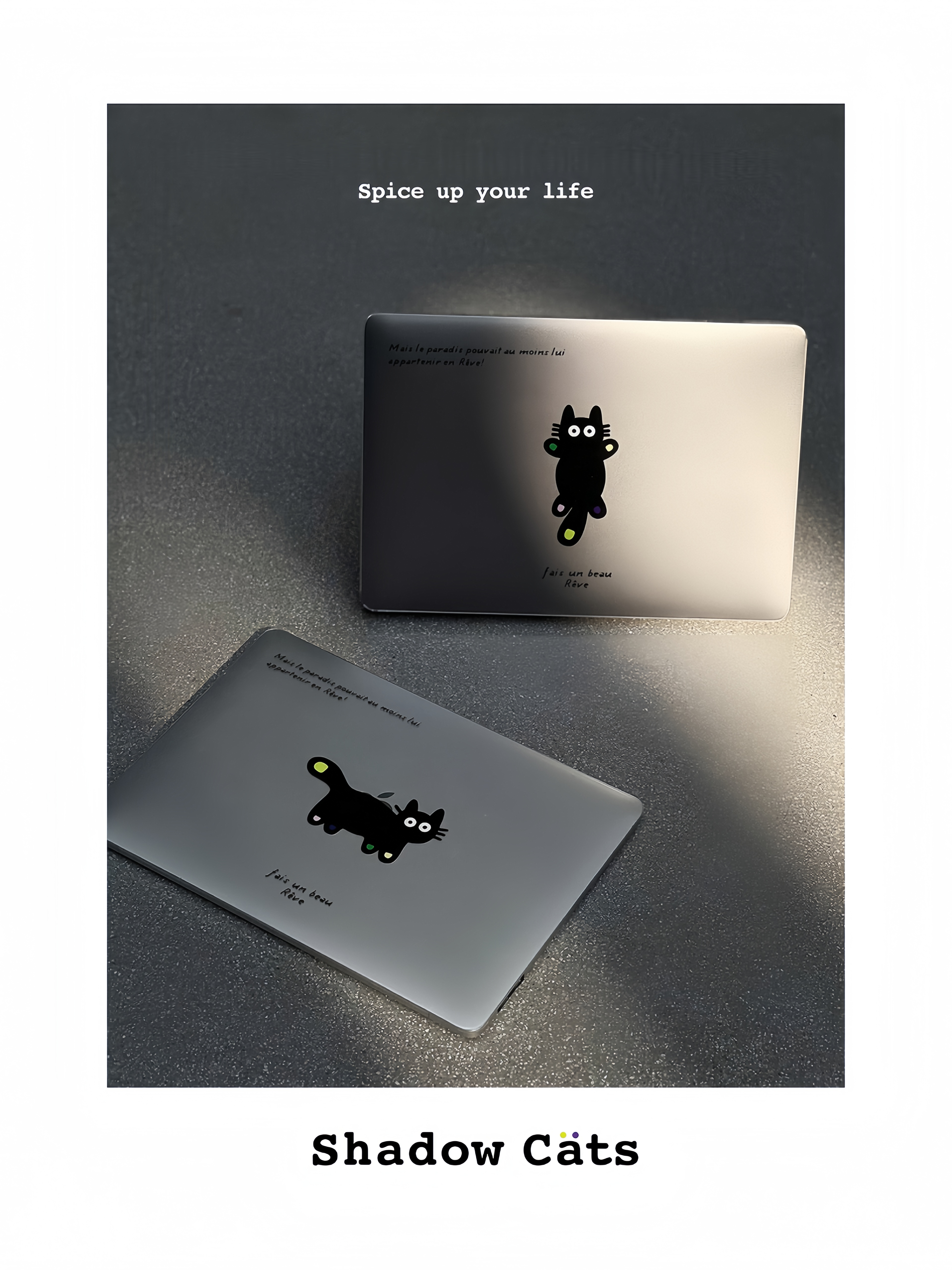 MacBook Hard Shell Case – “Cat” Design, Full-Cover Crystal Sand PC Shell